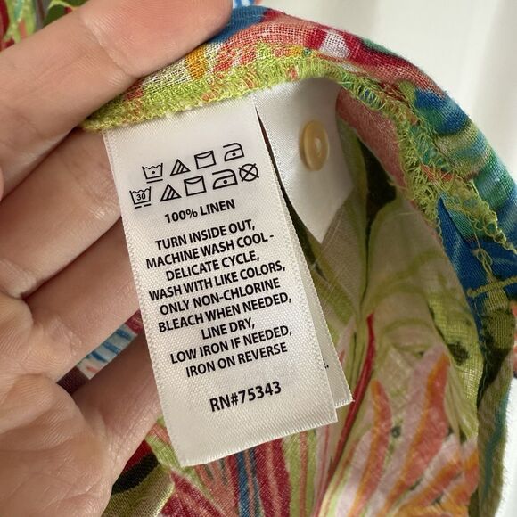 C&C California 100% Linen Blouse Women's Large Short Sleeve Button Up Lightweigh - Picture 6 of 9